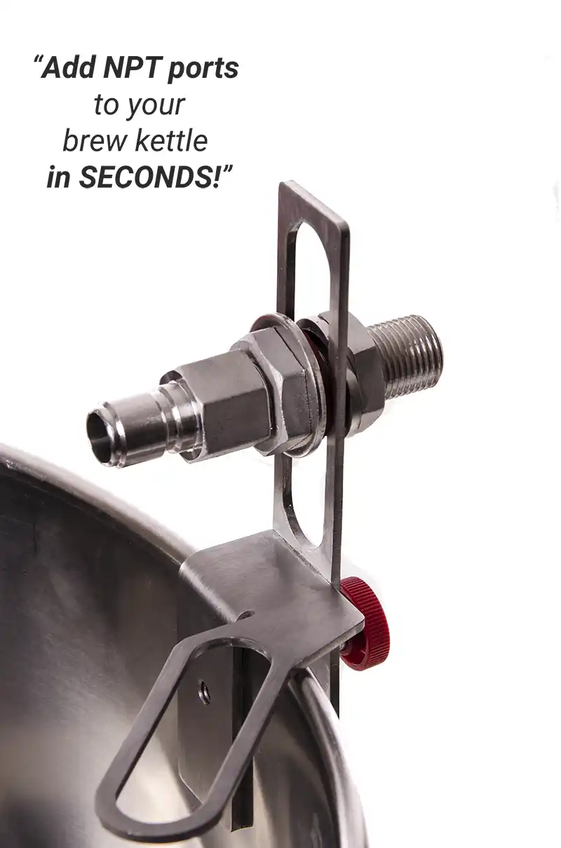 the hangover instant npt port attachement for brewing equipment, no drilling holes required!