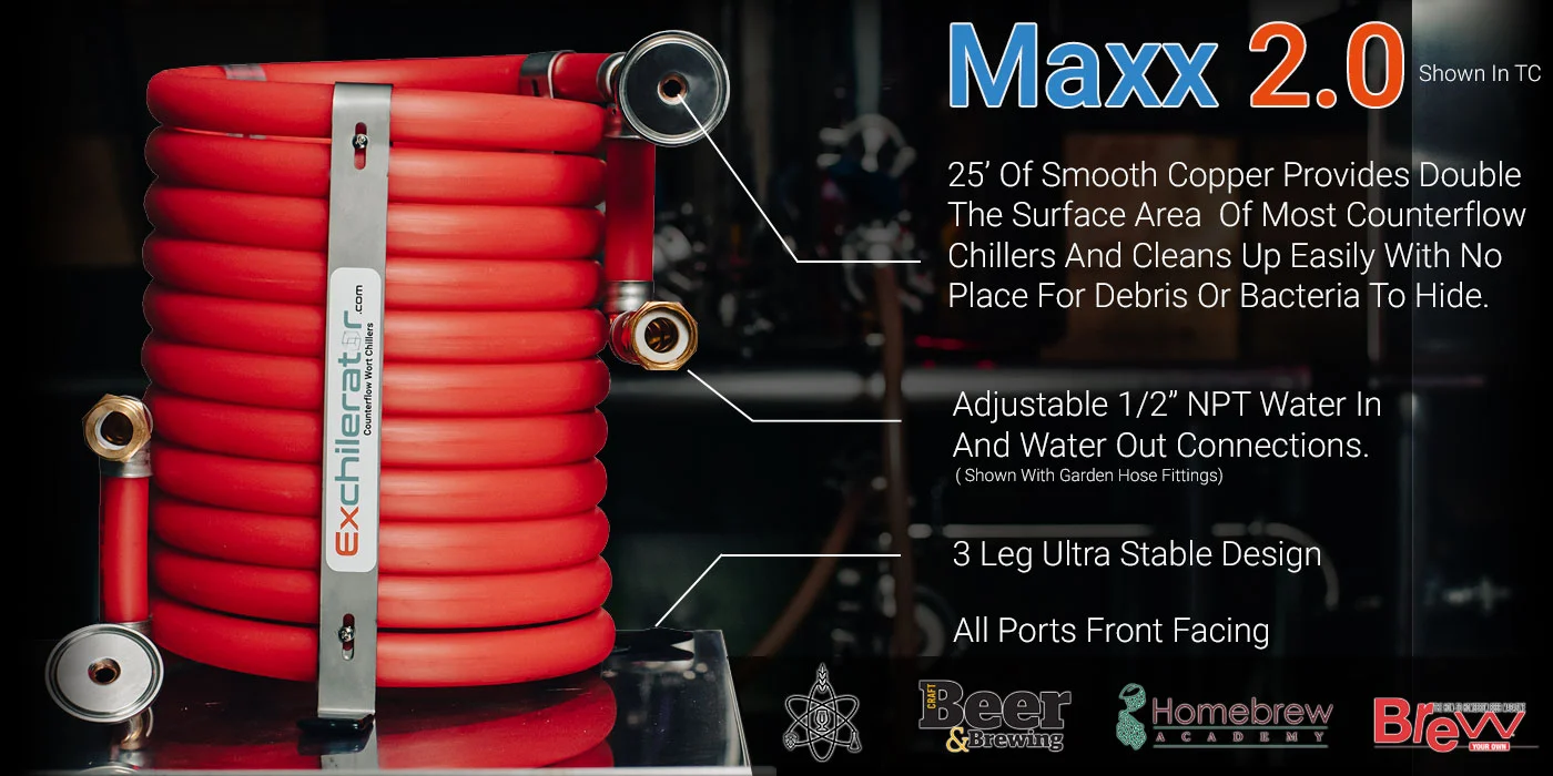 Maxx counterflow wort chiller in the ready to brew configuration