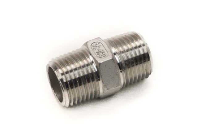 1/2" NPT Close Hex Nipple - 304 Stainless Steel